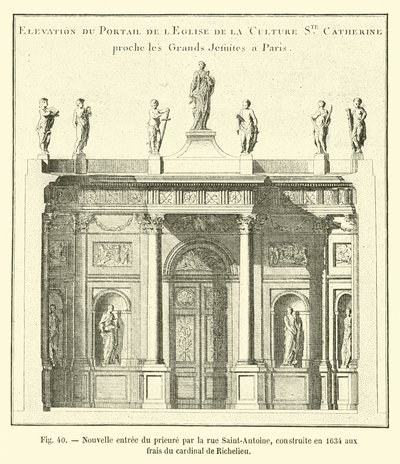 Nowe wejście do przeoryszy przy rue Saint-Antoine, wybudowane w 1634 r. kosztem kardynała de Richelieu autorstwa French School