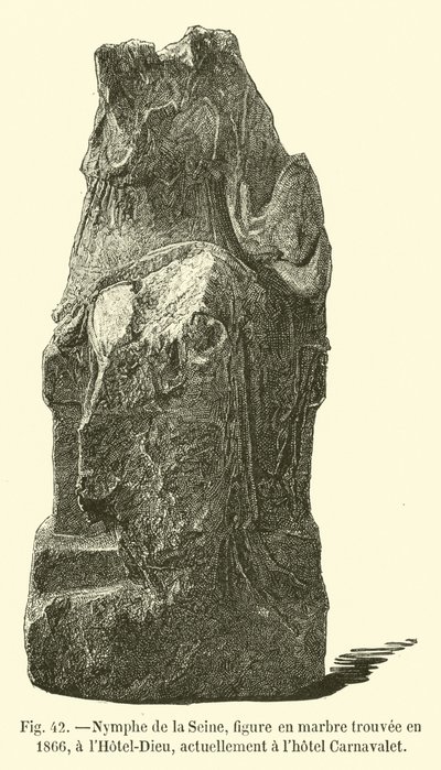 Nimfa Sekwany, marmurowa figura znaleziona w 1866 r. w Hotel-Dieu, obecnie w Hotelu Carnavalet autorstwa French School