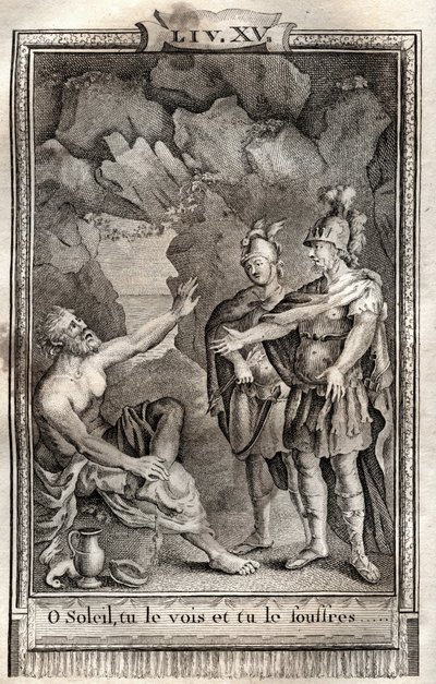 O Słońce, widzisz to i cierpisz! Ulysse odpowiedział mi bez ruchu: Jowisz tego chce... grawer Monneta z 1798 r. w „Les Aventures de Telemaque, fils d