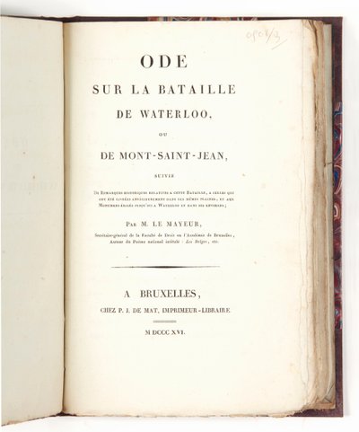„Oda na bitwę pod Waterloo”, Adrien-Jacques-Joseph Le Mayeur autorstwa French School