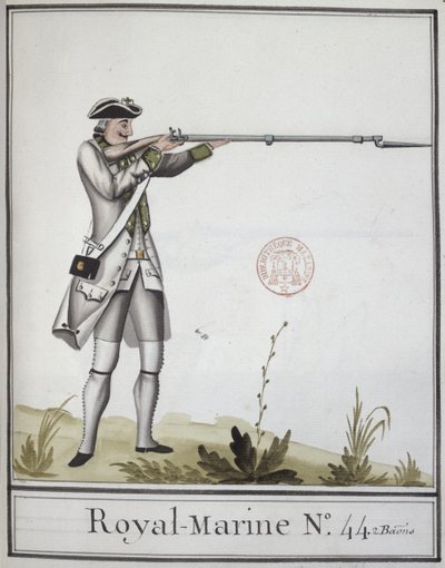 Oficer Marine Royale z bagnetowym muszkietem, 1768 autorstwa French School