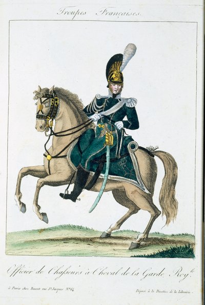 Oficer Królewskiej Gwardii Konnej, z Troupes Francaises, wyd. w Basset, Paryż, c.1790 autorstwa French School