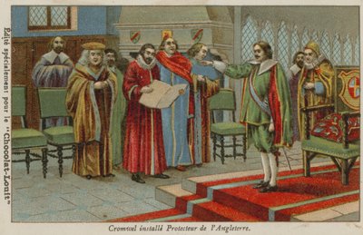 Oliver Cromwell zaprzysiężony na Lorda Protektora Anglii, Szkocji i Irlandii, 1653 r autorstwa French School