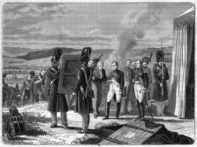 W przeddzień bitwy pod Borodino, 7 września 1812: Napoleon przed portretem króla Rzymu - Portret króla Rzymu Napoleon II przynosi Napoleonowi I przeddzień bitwy pod Moskwą (bitwa pod Borodino) autorstwa French School