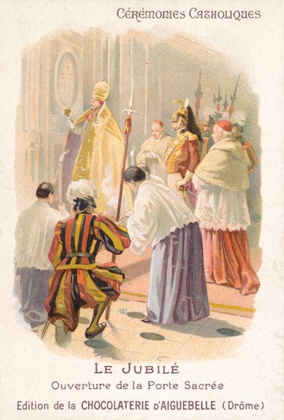 Otwarcie świętych drzwi przez papieża, Jubileusz (chromolitho) autorstwa French School