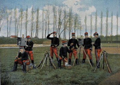 Seans telegraficzny - w „Albumie wojskowym” – służba krajowa: kawaleria autorstwa French School