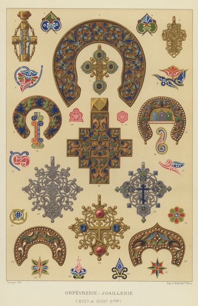 Złotnictwo-Biżuteria (XVI i XVII wiek) (chromolitho) autorstwa French School