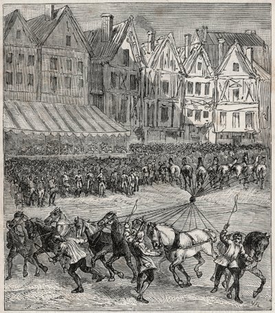 Otto von Guericke Eksperyment na półkulach magdeburskich, który wykazał ciśnienie atmosferyczne - Doświadczenie Otto von Guericke (Otto de Guericke autorstwa French School
