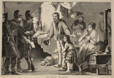 Nasi przyjaciele, wróg, ilustracja z Historii wojny Cassells między Francją a Niemcami, 1870-1871 autorstwa French School