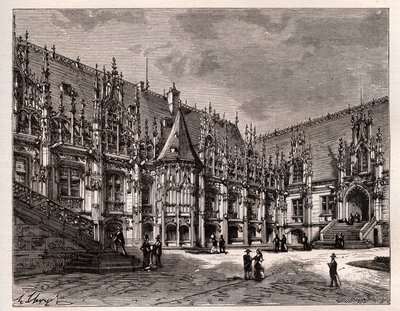 Palais de Justice de Rouen były parlament Normandii - rycina w „Francja illustree: geografia, historia, administracja statystyczna” autorstwa V.A. Słodowo-Brązowy. 1884 autorstwa French School