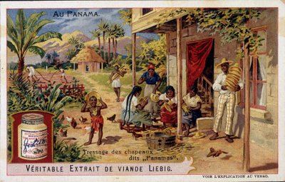 Panama: plecione kapelusze panama - chromo. Liebig autorstwa French School