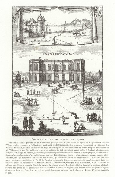 Obserwatorium Paryskie w 1700 autorstwa French School
