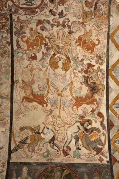 Kościół parafialny (Kościół Matki Bożej Solers). Wnętrze. Nawy. Malowidła ścienne. Szczegół. 16 wiek (?). autorstwa French School