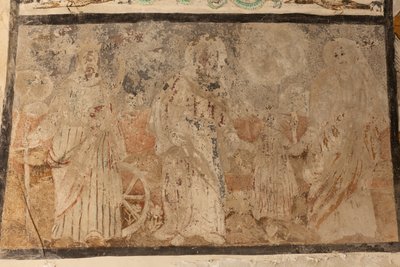 Kościół parafialny (Kościół Matki Bożej Solers). Wnętrze. Nawy. Malowidła ścienne. Szczegół. 16 wiek (?). autorstwa French School