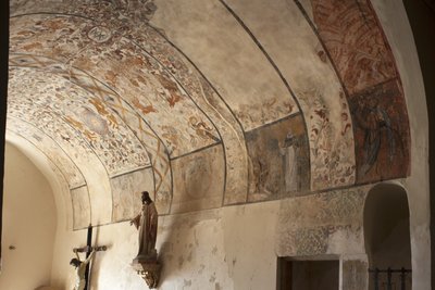 Kościół parafialny (Kościół Matki Bożej Solers). Wnętrze. Nawy. Malowidła ścienne. Szczegół. 16 wiek (?). autorstwa French School