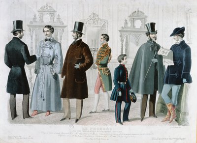 Paryska tabliczka modowa do Biuletynu Mody, Nowy Jork, luty 1858 (kolor grawerowany) autorstwa French School