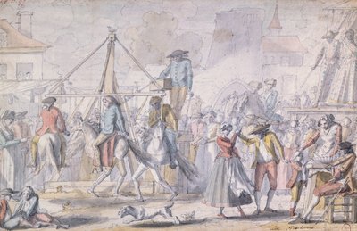Paryska Strefa Rozkoszy, znana jako Les Porcherons (ołówek i toaleta na papierze) autorstwa French School