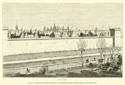 Część ogrodzenia Karola V, obecnie ogród Palais-Royal, patrz tablica VI autorstwa French School