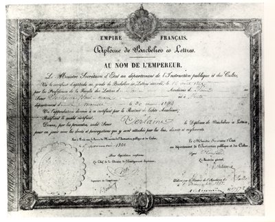 Paul Verlaines Baccalaureat, 1862 (pióro i atrament na papierze) autorstwa French School