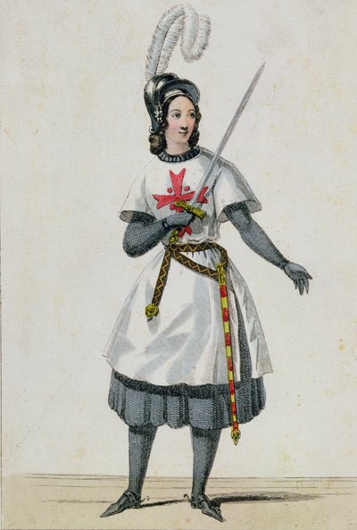 Pauline Garcia-Viardot (1821-1910) w roli Tancredi w operze Gioacchino Rossiniego (1792-1868) w Theatre Italien w Paryżu autorstwa French School