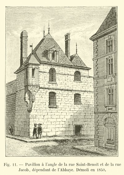 Pawilon na rogu rue Saint-Benoit i rue Jacob, zależny od opactwa, zburzony w 1850 r. autorstwa French School