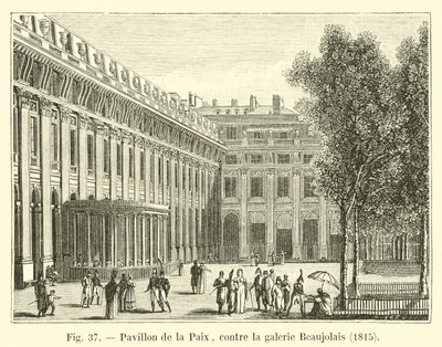 Pavillon de la Paix, naprzeciw galerii Beaujolais, 1815 autorstwa French School