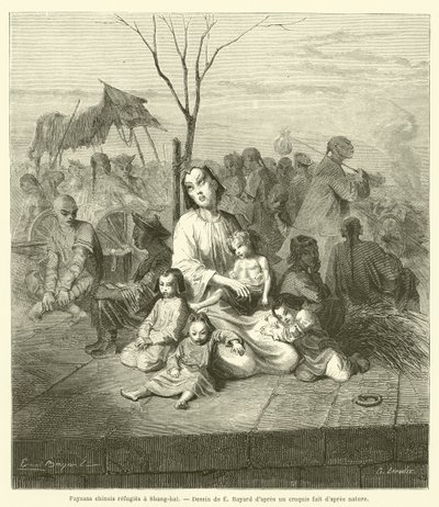 Chińscy chłopi schronieni w Szanghaju (rycina) autorstwa French School