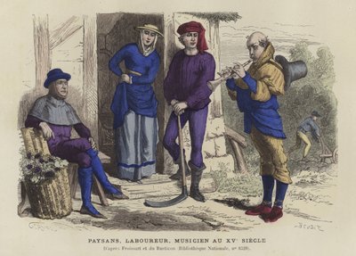 Chłopi, robotnik i muzyk, XV w. autorstwa French School