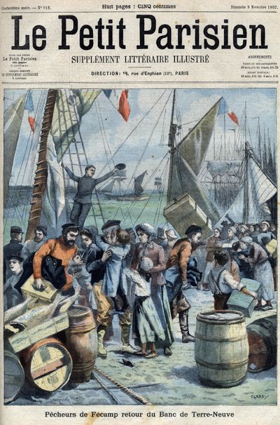 Rybacy z Fecamp: powrót Banc de Terre Neuve (Nowa Fundlandia), w „Le petit Parisien”” autorstwa French School