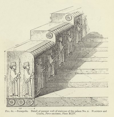Persepolis, Fragment attyki klatki schodowej pałacu nr 2 (grafika) autorstwa French School