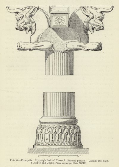 Persepolis, hipostylowa sala Kserksesa, portyk wschodni, stolica i baza autorstwa French School