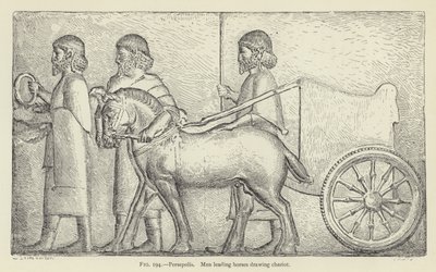 Persepolis, Mężczyźni prowadzący konie ciągnące rydwany autorstwa French School