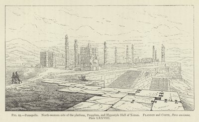 Persepolis, północno-zachodnia strona platformy, Propyleje i Hypostyle Hall of Kserxes autorstwa French School