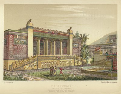 Persepolis, Pałac Dariusza, Widok perspektywiczny Fasady autorstwa French School