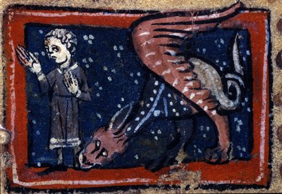 Peryton czerpie z francuskiego bestiariusza z XIV wieku. Biblioteca Trivulziana. autorstwa French School