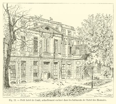 Mały hotel w Conti, obecnie enklawa w budynkach Hotel des Monnaies autorstwa French School