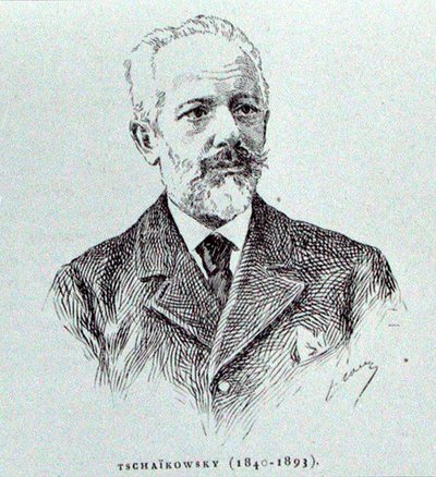 Petr Ilitch Czajkowski (1840-93), ilustracja z „Historii muzyki w Rosji” Alberta Soubiesa, wydanej w Paryżu autorstwa French School
