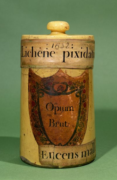 Słoik farmaceutyczny do przechowywania surowego opium, 1632 (ceramiczny) autorstwa French School