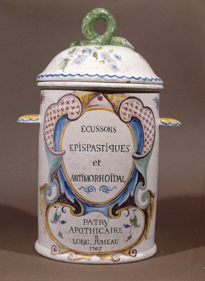 Słoik farmaceutyczny z apteki Patry w Longjumeau, 1767 (ceramika) autorstwa French School