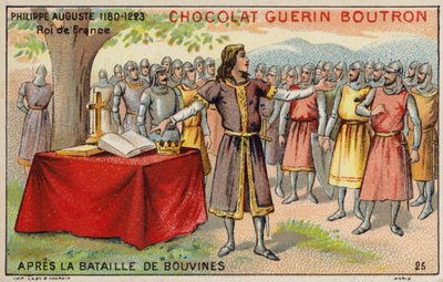 Filip August, król Francji, po bitwie pod Bouvines (chromolitho) autorstwa French School