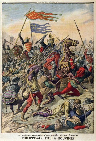Philippe-Auguste (1165-1223) w Bouvines, ilustracja z Le Petit Journal, 27 lipca 1914 autorstwa French School