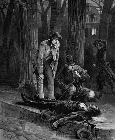 Philippe Lebon, francuski inżynier, zmarł w wyniku 13 uderzeń nożem podczas przekraczania Champs Elysees w Paryżu, gdzie udał się na świadka sacrum Napoleona w 1804 roku. autorstwa French School