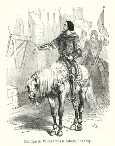 Philippe de Valois po bitwie pod Crecy (grafika) autorstwa French School