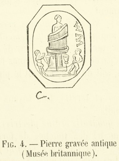 Starożytny kamień nagrobny, British Museum (rycina) autorstwa French School