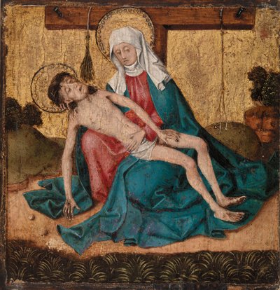 Pieta (tempera i złoty płatek na panelu) autorstwa French School