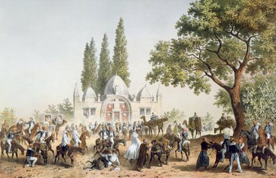 Pielgrzymi zatrzymujący się w Jaffie przy fontannie Sabila Abu Nabut autorstwa French School