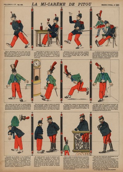 Pitou w połowie Wielkiego Postu (kolorowy grawerunek) autorstwa French School