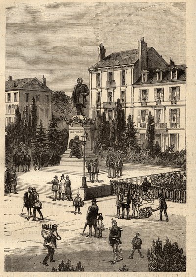 Place Thiers - centrum miasta Nancy, departament Meurthe-et-Moselle, w regionie Lotaryngii - grawerowanie w „” PATRIE”” - OPIS PECTUREQUIREQUE DE LA FRANCE EN 6 TOMÓW: LUCIEN HUARD autorstwa French School