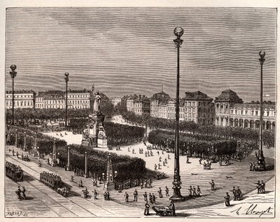 Place de la Republique w Paryżu - rycina w „La France illustree: geografia, historia, statystyka administracyjna” autorstwa V.A. Słodowo-Brązowy. 1884 autorstwa French School