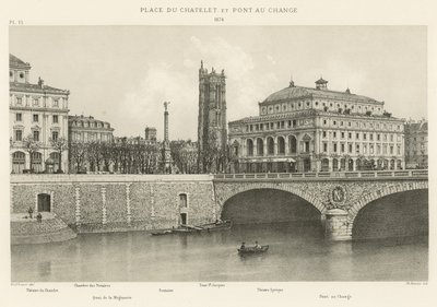 Place du Chatelet i Pont au Change, 1876 r. autorstwa French School